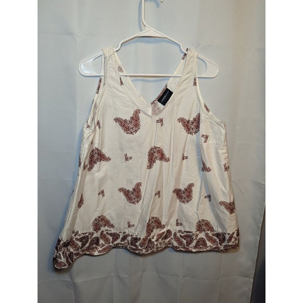 Lane Bryant Women's White And Red Print Sleeveless Tank Size 14 Women's